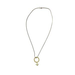 925 Sterling Silver Beaded Chain Male Gender Mars Symbol Necklace